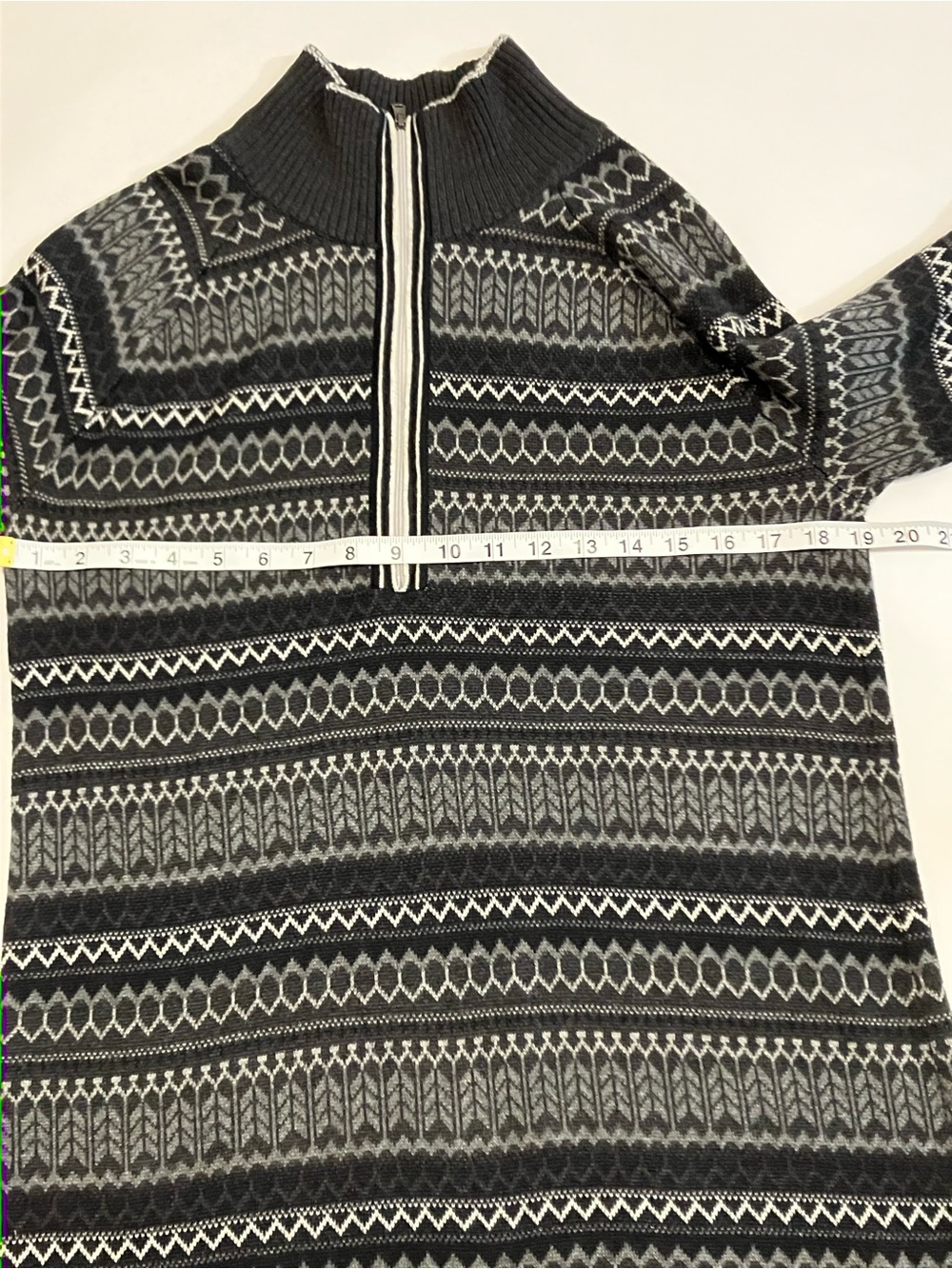 Eddie Bauer Charcoal & Light Gray Zip-Neck Fair Isle Sweater Dress - Picture 7 of 9